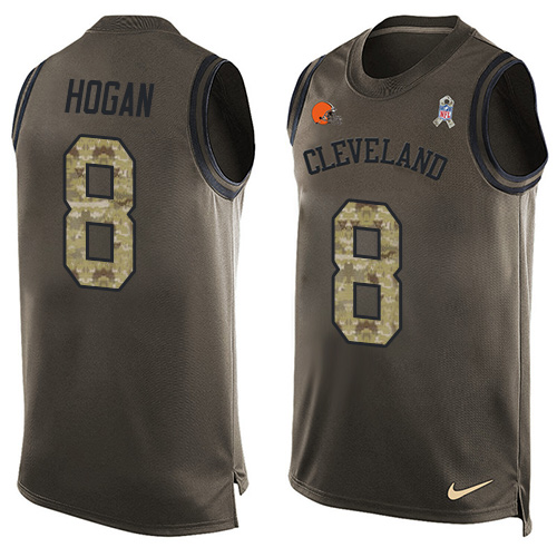 Men's Limited Kevin Hogan Nike Jersey Green - #8 Salute to Service Tank Top NFL Cleveland Browns